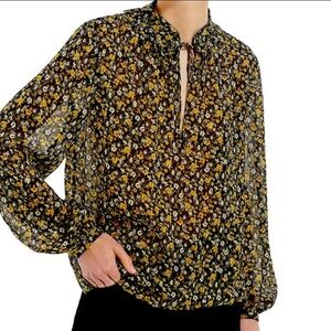 The Kooples Yellow and Black Floral Blouse